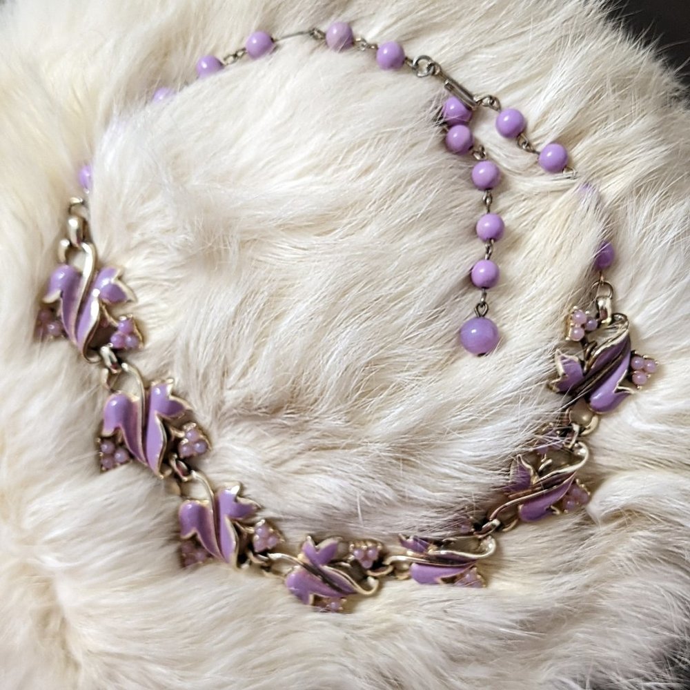 Purple Grape Leaf Vintage Necklace